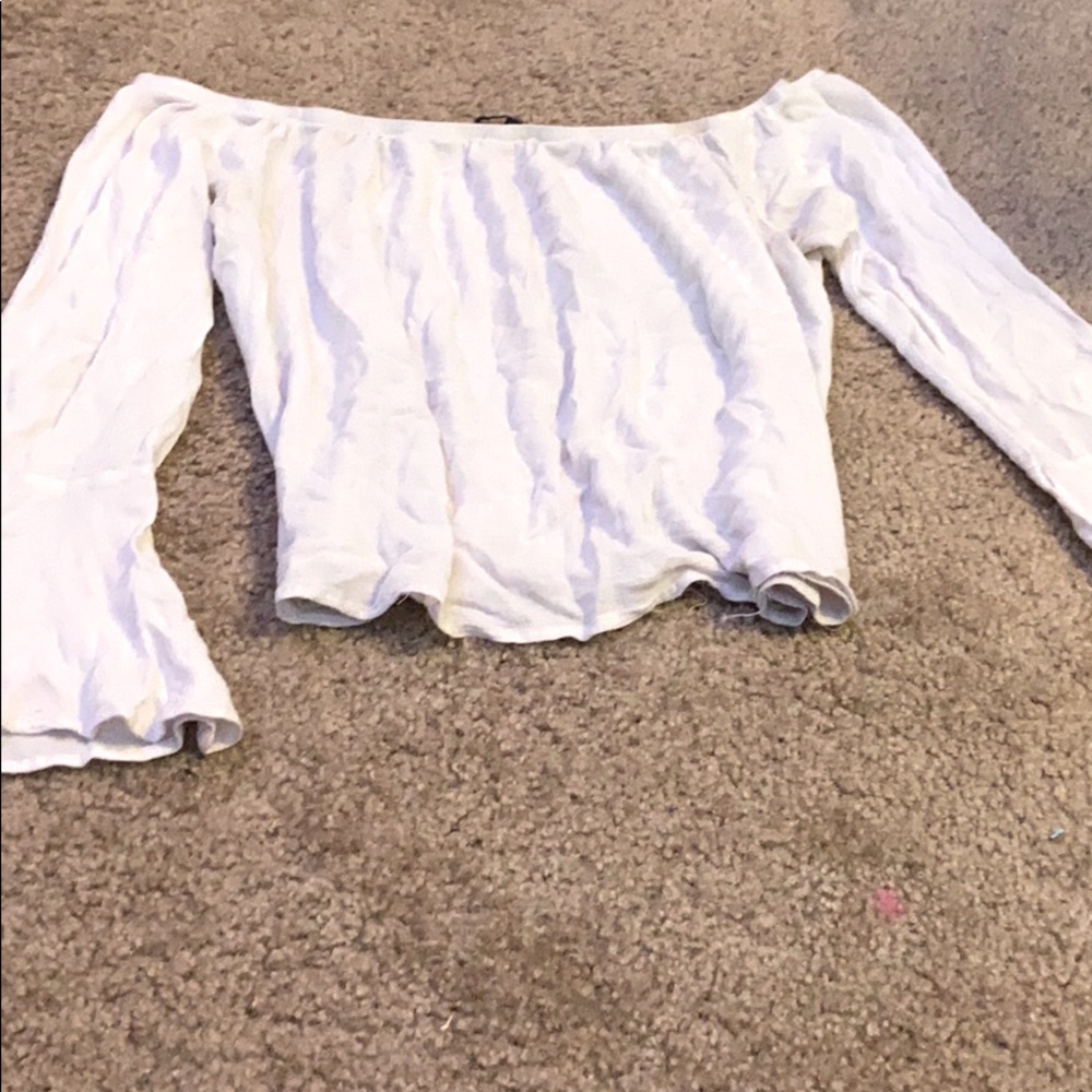 white crop top, off the shoulder
